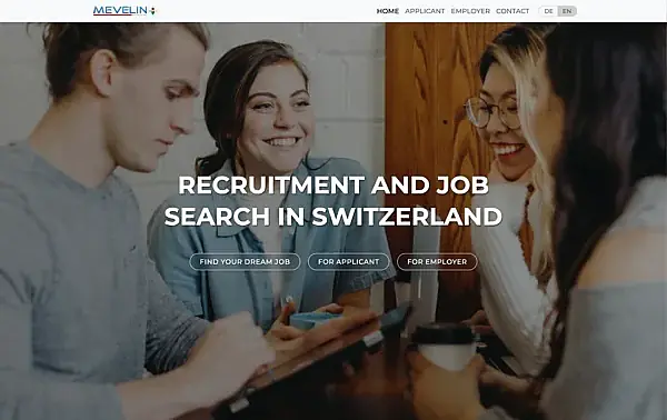 Website für die Personalvermittlungsagentur in der Schweiz Mevelin