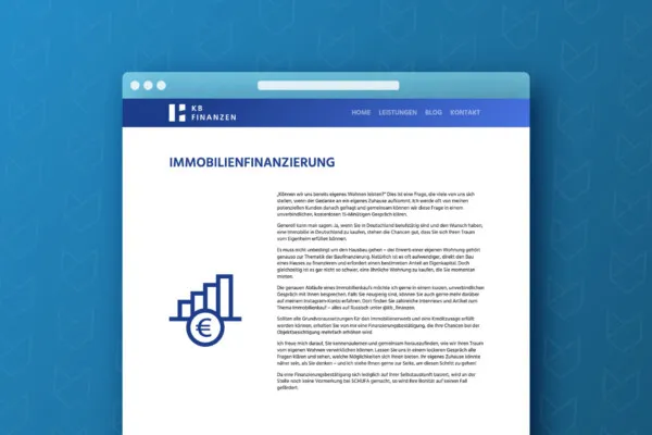 Сайт для компании KB Finanzen Baufinanzierung - MAD CAT Design